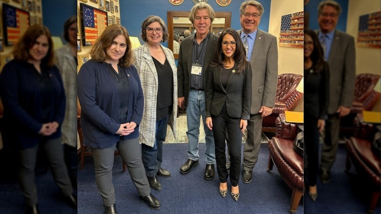 Lauren Boebert poses with a group of people from CSU College of Agricultural Sciences (2025)