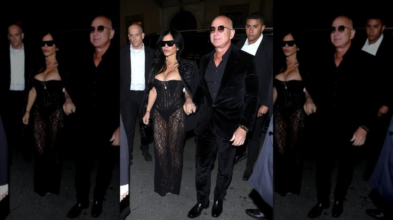 Lauren Sanchez and Jeff Bezos holding hands