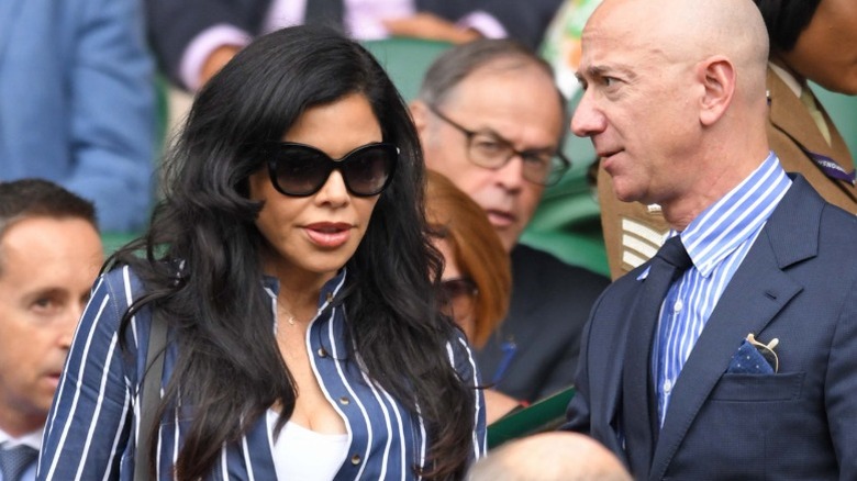 Lauren Sanchez and Jeff Bezos attend a Wimbledon final