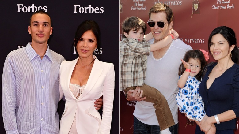 Lauren Sánchez Bezos posing with her three kids