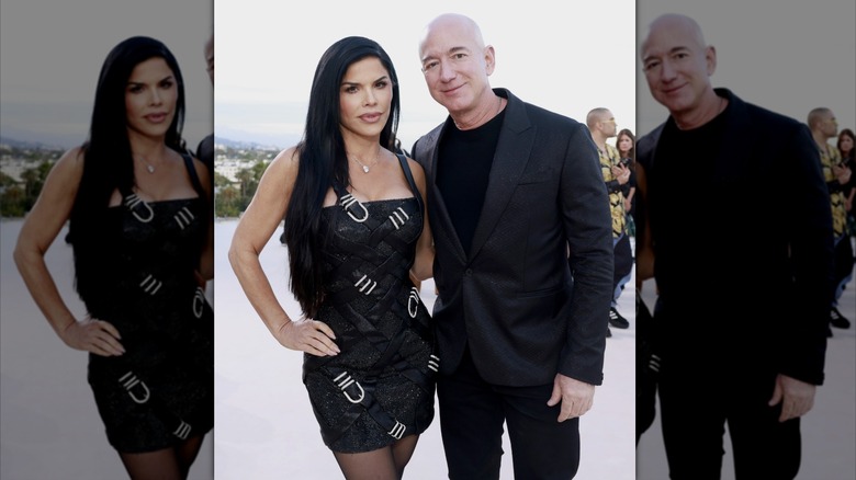 Lauren Sánchez and Jeff Bezos attend the Versace FW23 Show at Pacific Design Center on March 09, 2023 in West Hollywood, California (2023)