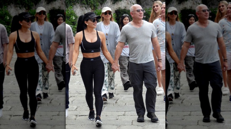 Jeff Bezos and Lauren Sanchez are seen out for a walk on June 13, 2023 in Portofino, Italy.