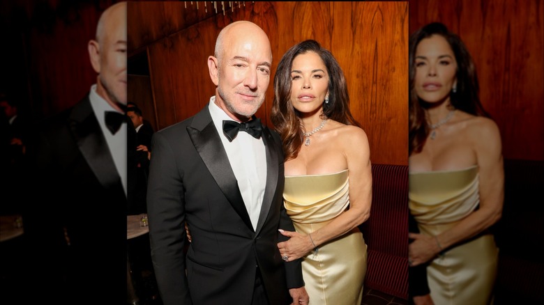 Jeff Bezos and Lauren Sánchez-Bezos attend the Kering Foundation's Fourth Annual Caring for Women Dinner at The Pool on September 11, 2025 in New York City.