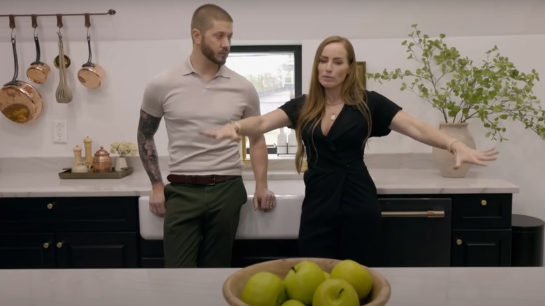 Mina Starsiak Hawk showing off kitchen in renovated mansion