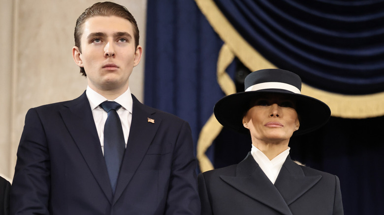 Barron Trump and Melania Trump attend the inauguration of U.S. President-elect Donald Trump.