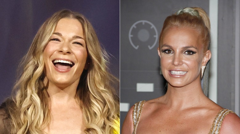 LeAnn Rimes looking to the side, Britney Spears looking to the side