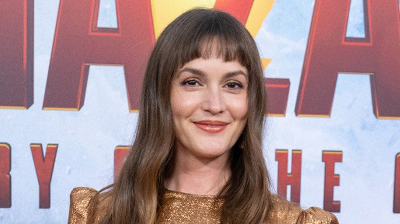 Leighton Meester rocking micro-bangs at the 2023 Shazam: Fury of the Gods premiere