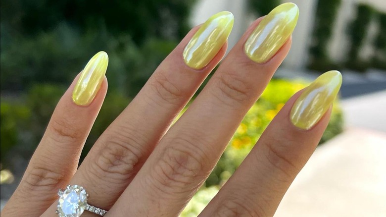 Close-up of lemonade glazed nails