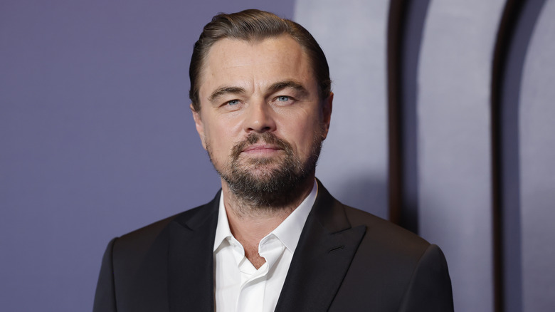 Leonardo DiCaprio looks into the camera