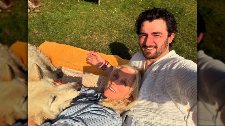 Daniel visiting his aunt, Joely Richardson, in 2024.