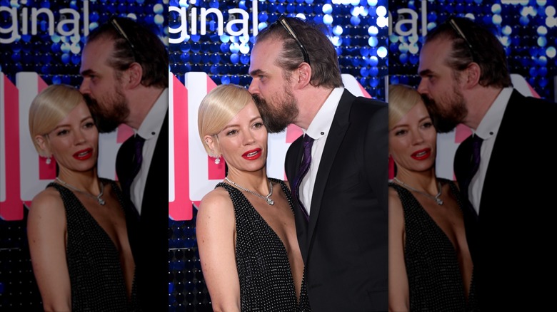 David Harbour kisses Lily Allen on the head