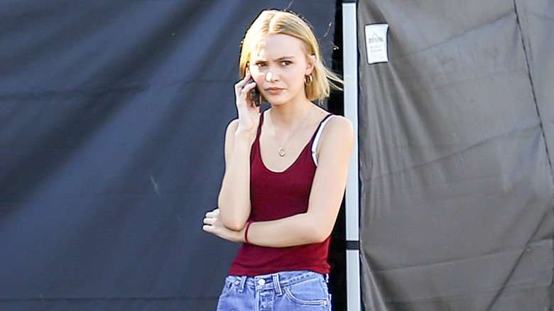 Lily-Rose Depp on the set of "Yoga Hosers" in 2015