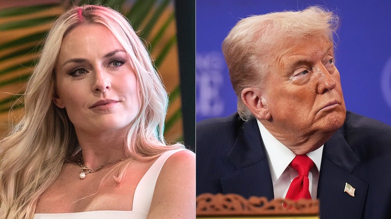 Lindsey Vonn/Donald Trump both looking up and left