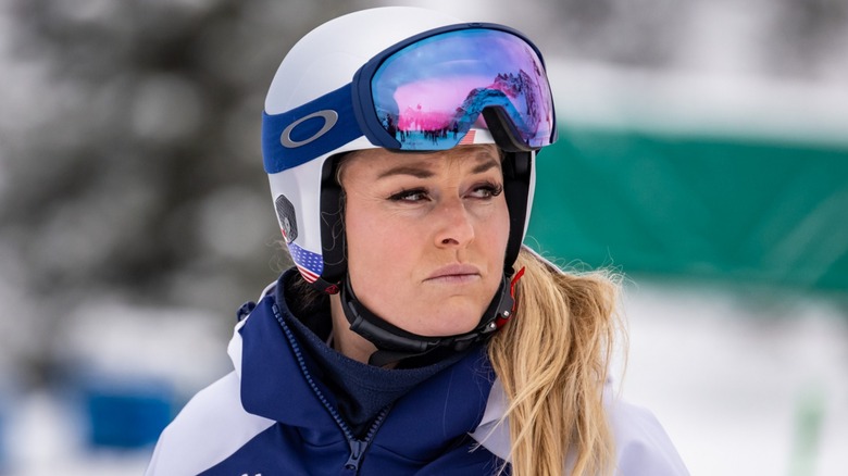 Lindsey Vonn during course inspection for the Milano Cortina 2026 Winter Olympic Games in Italy.