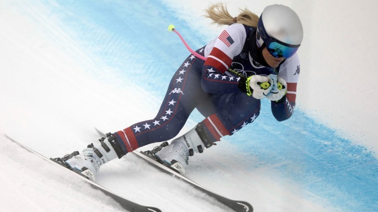 Lindsey Vonn skis during the Women's Downhill training at the Milano Cortina 2026 Winter Olympics in Italy