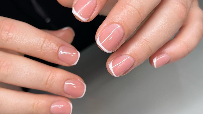 classic micro french tip manicure