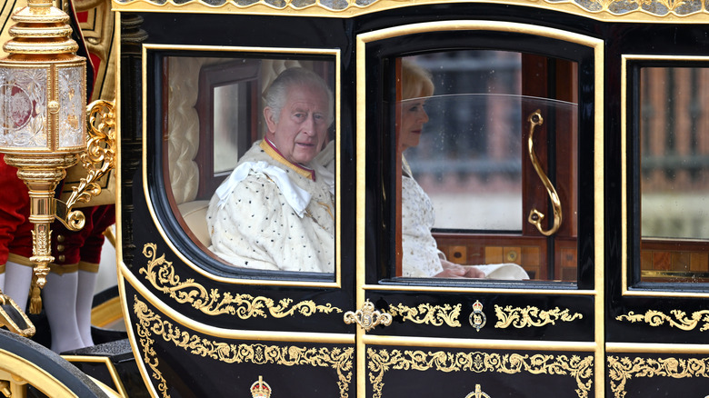 King Charles and Queen Camilla in coronation carriage