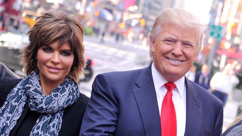 Lisa Rinna and Donald Trump smiling