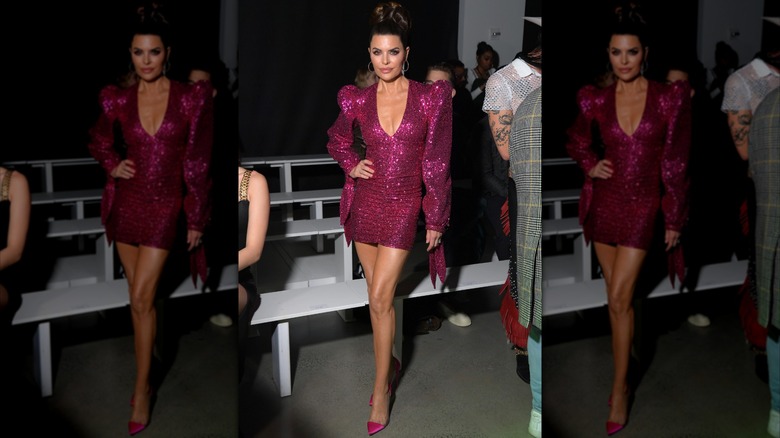 Lisa Rinna in a pink, sequinned dress
