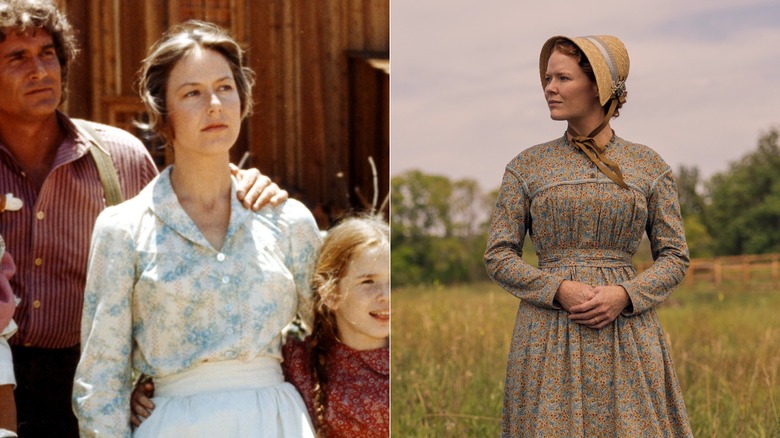 Karen Grassle as Caroline Ingalls on Little House on the Prairie & Crosby Fitzgerald as Caroline Ingalls