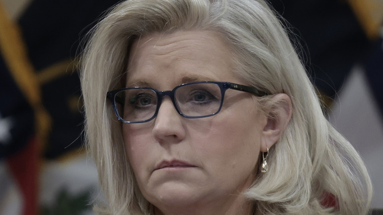 US Rep Liz Cheney frowning
