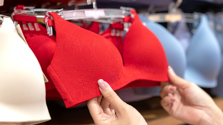 Woman shopping for bras 