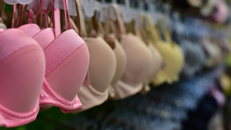 A row of bras at a store