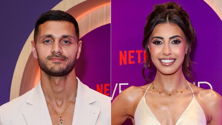 Split image of Kal and Sarover at a Love Is Blind: UK screening