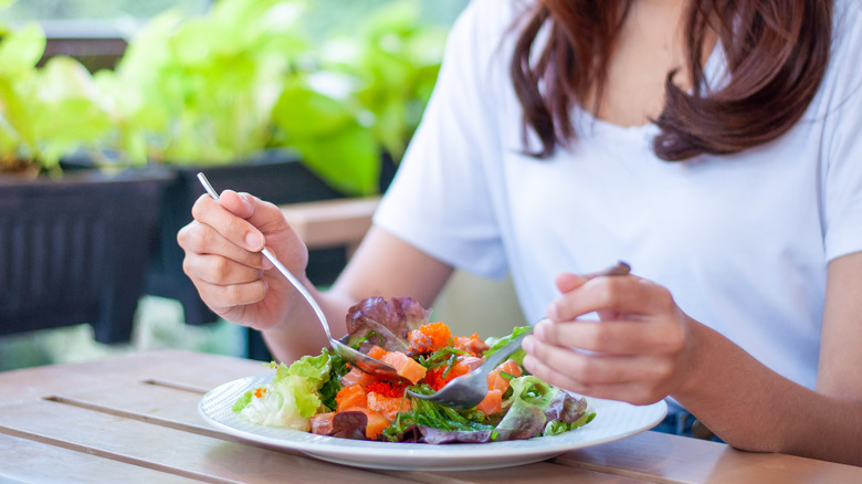 Eating a salad