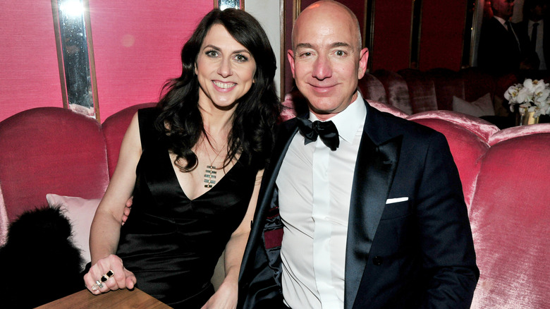 Mackenzie Scott and Jeff Bezos smiling in their finery at an event