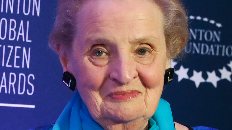 Madeleine Albright smiling in blue