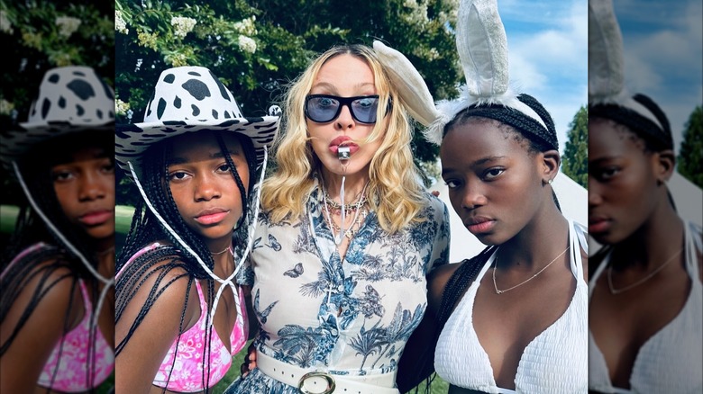 Madonna and her twin daughters at their birthday party