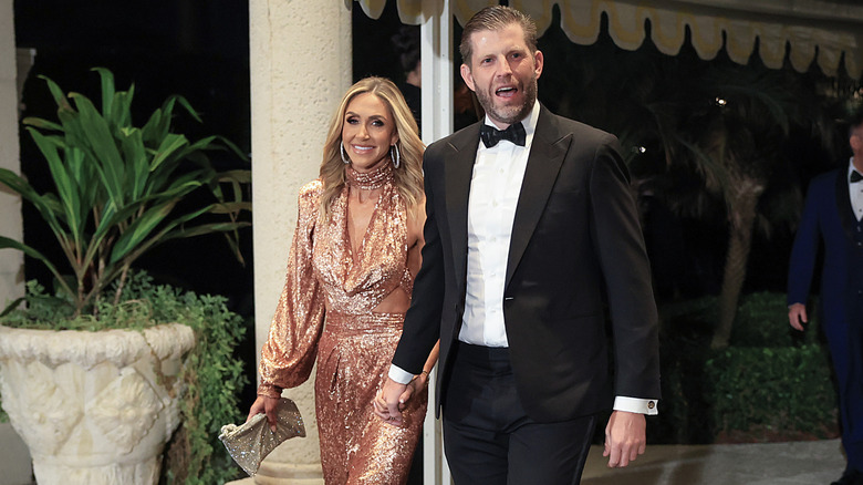 Eric and Lara Trump walking to Mar-a-Lago NYE 2025 party