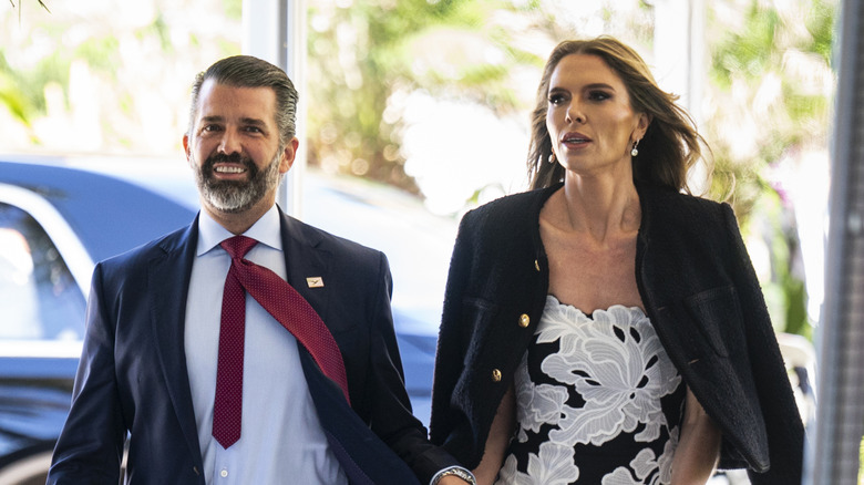 Donald Trump Jr and Bettina Anderson walking to Scavino wedding