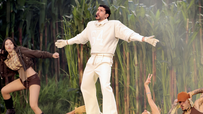 Bad Bunny performing at the Super Bowl