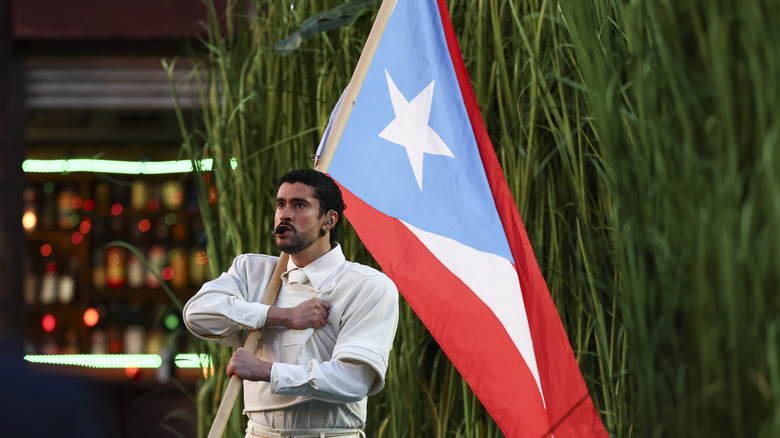 Bad Bunny performing at the Super Bowl