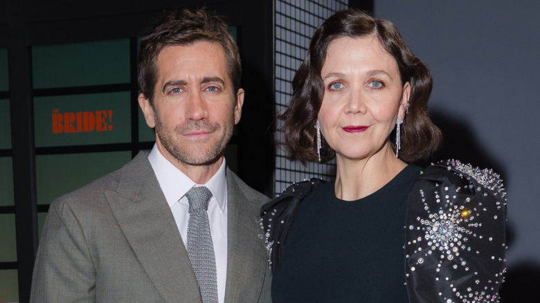Jake Gyllenhaal and Maggie Gyllenhaal at "The Bride!" premiere.