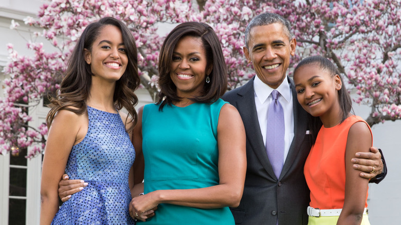 The Obama family posing together in 2015