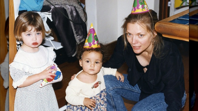 Michelle Pfeiffer talking with her daughter