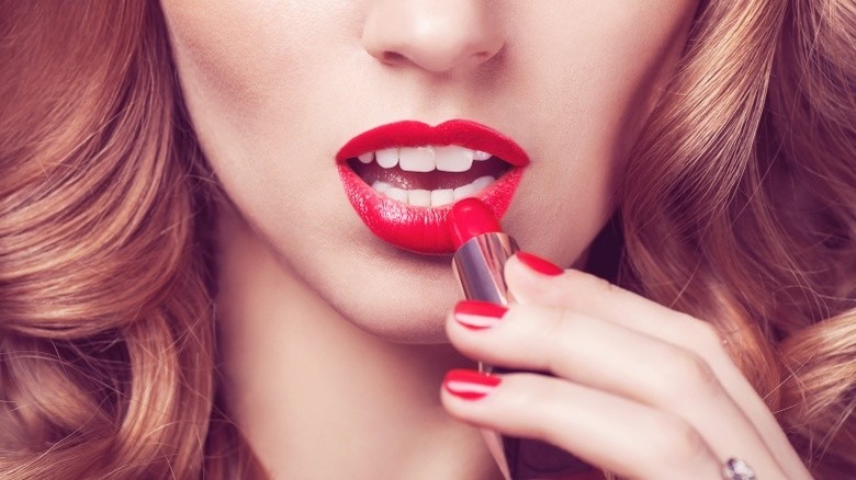 dark red lipstick