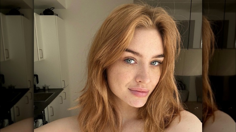 Strawberry blonde woman with freckles