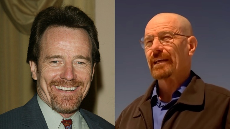 Bryan Cranston before and as Walter White in "Breaking Bad"