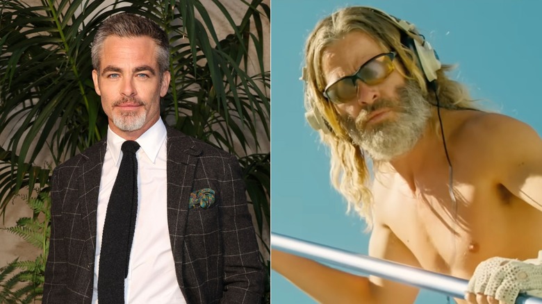 Chris Pine before and after long hair in "Poolman"