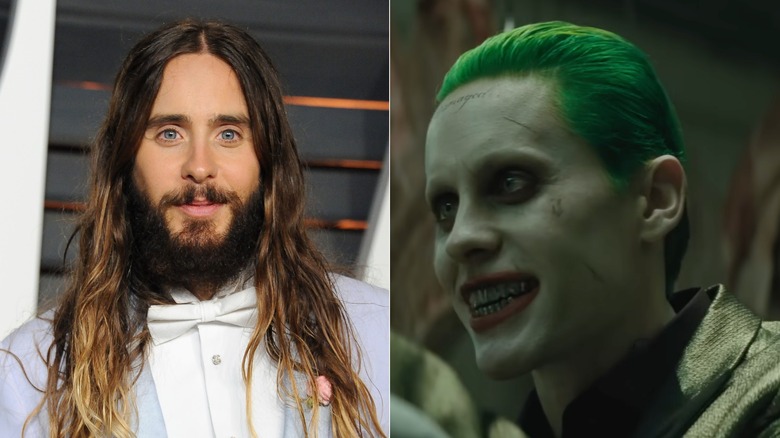 Jared Leto with long hair vs green hair for "Suicide Squad"