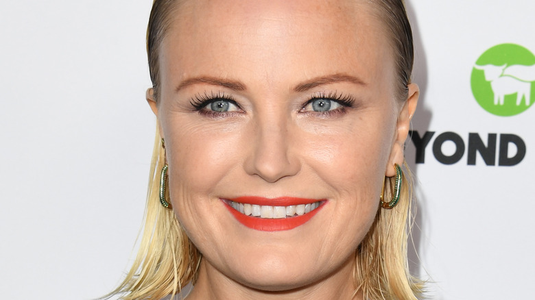 Malin Akerman smiling red lip