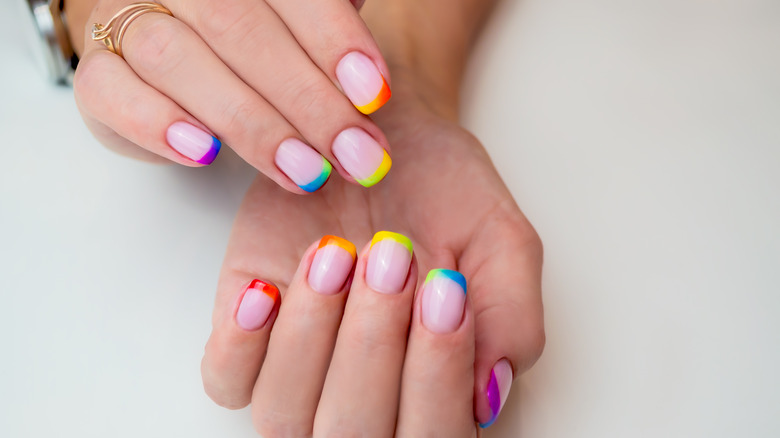 Rainbow ombre nails for prom