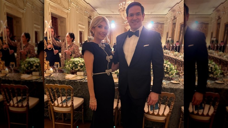 Jeanette Dousdebes Rubio and Marco Rubio pose together in the White House (2025)