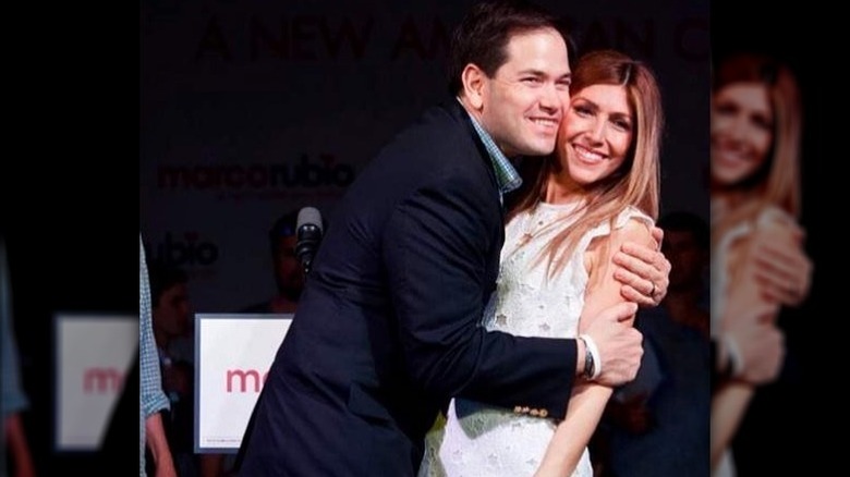 Marco Rubio hugs his wife Jeanette Dousdebes Rubio for a Valentine's Day post (2016)