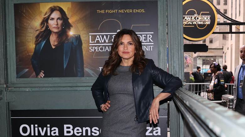 Mariska Hargitay is seen at Olivia Benson Plaza at Rockefeller Center on March 15, 2024 in New York City.