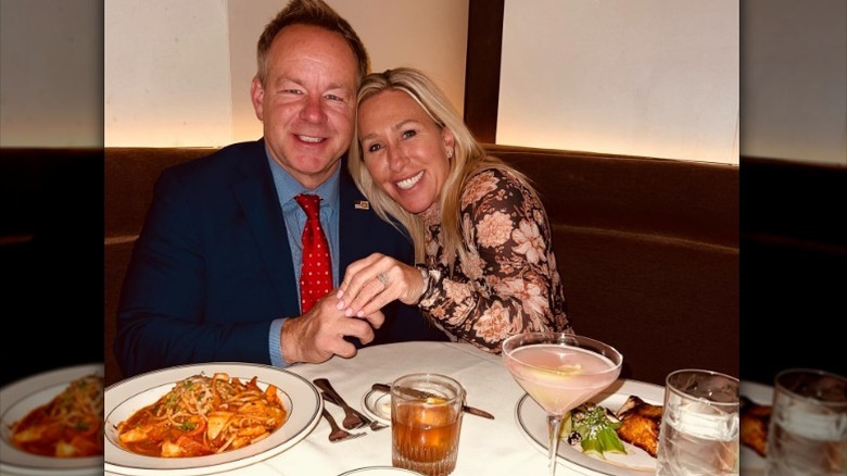 Brian Glenn and Marjorie Taylor Greene showing off their engagement in Washington, DC (2025)